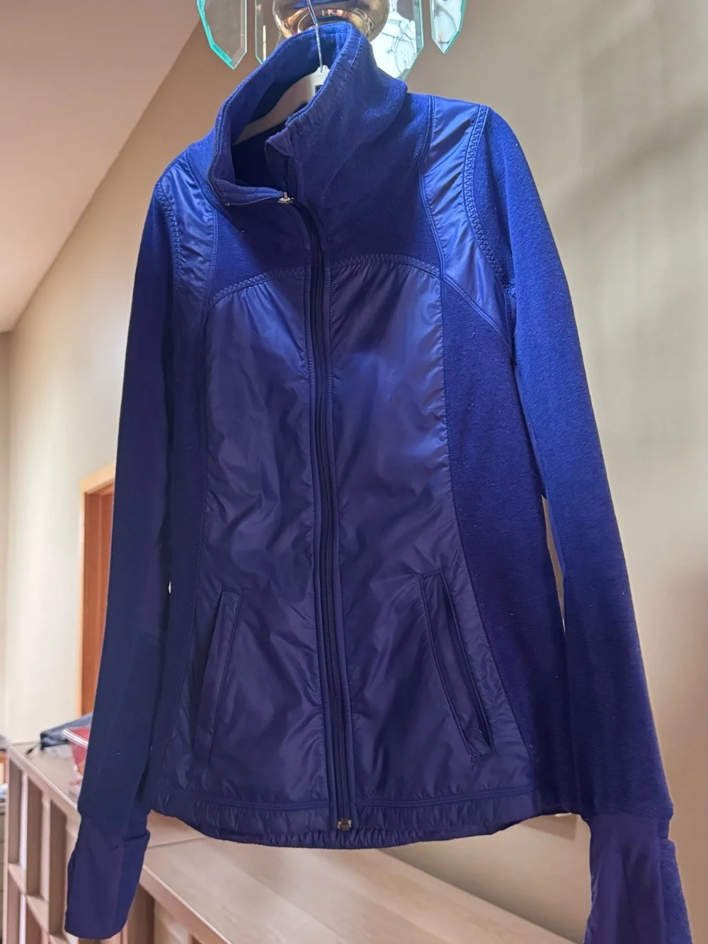 Lululemon Athletica Cobalt Blue Fleece & Nylon Full Zip Jacket Size 6